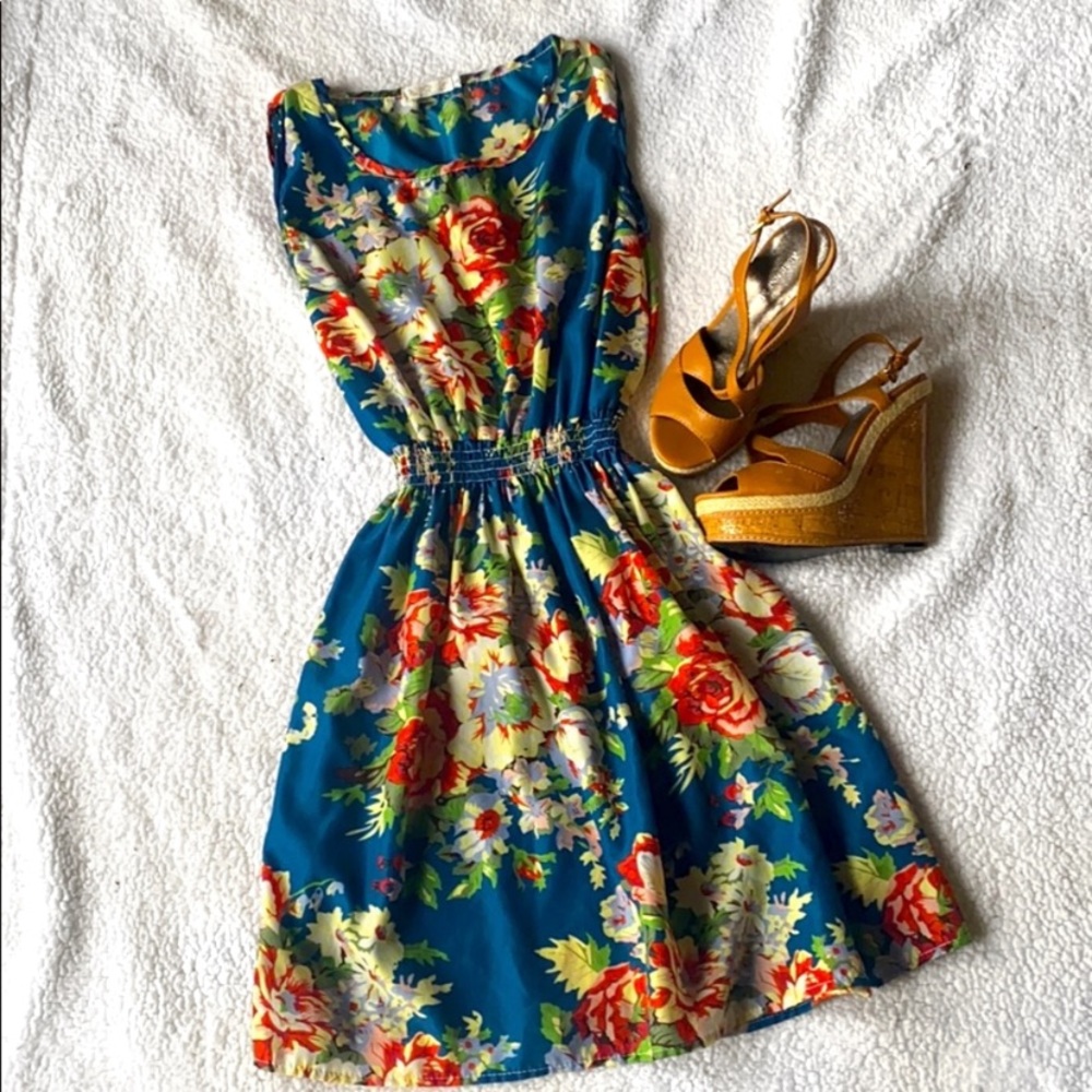 Floral Print Sleeveless Summer Dress